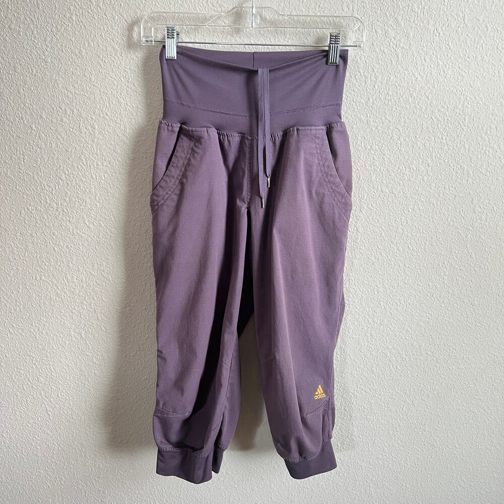Adidas Purple Roll Down Waist Jogger Pants Women's S Mid Rise Gorpcore Gym